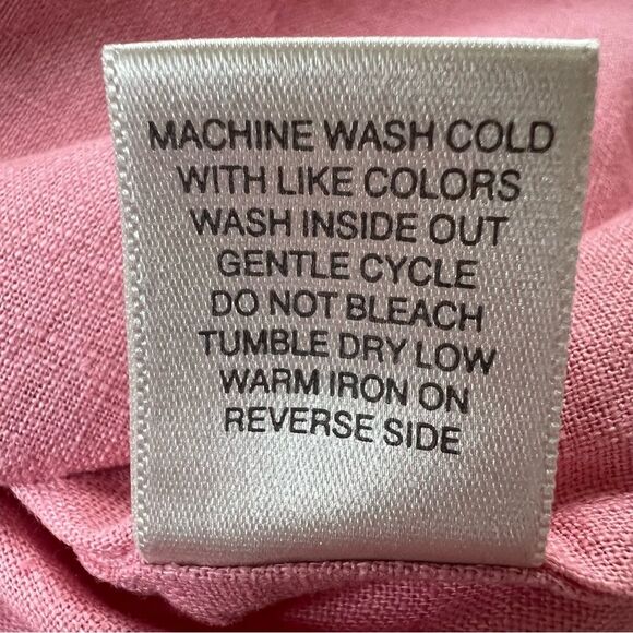 Christopher & Banks Linen Cotton Blend Pink Short Sleeve Layering Button Blouse - Picture 11 of 12